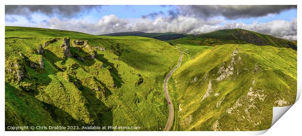 Winnats Pass Panoramic (revisited) Print by Chris Drabble