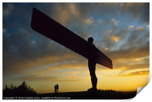 Angel of the North at sunset Print by Chris Drabble