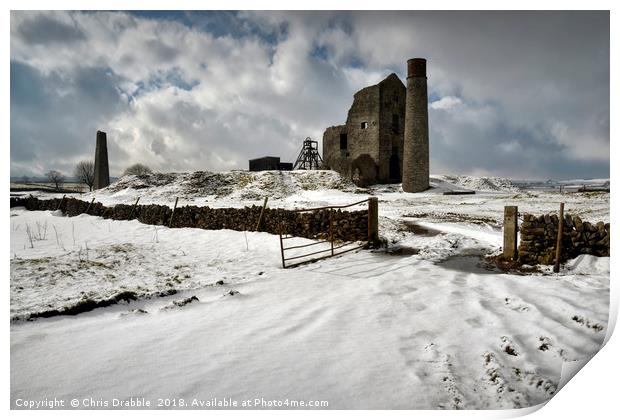 Magpie Mine in Winter, Monyash, England Print by Chris Drabble