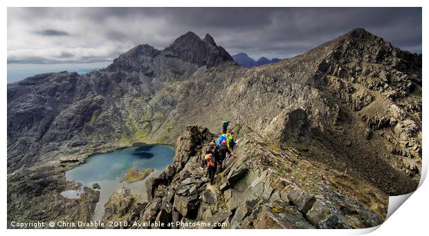 Climbers on route to Sgurr Alasdair, Isle of Skye, Print by Chris Drabble