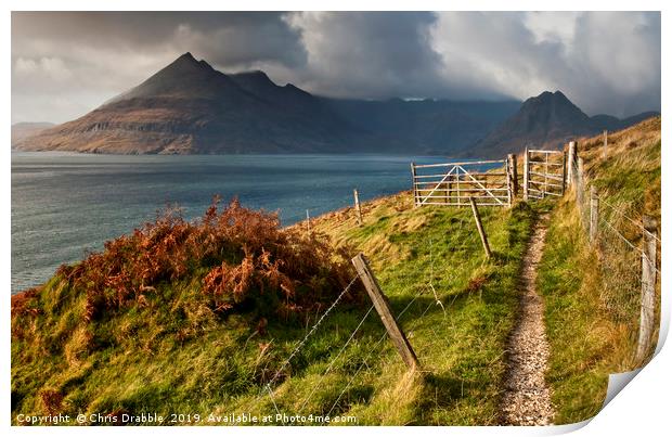 On the coastal path from Elgol to Camasunary Print by Chris Drabble