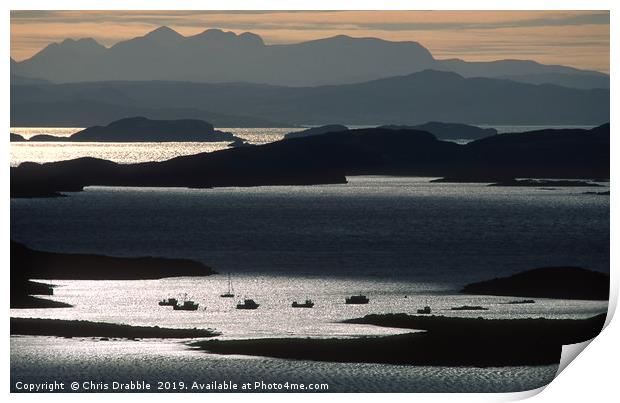 Winter sunset light over the Summer Isles Print by Chris Drabble