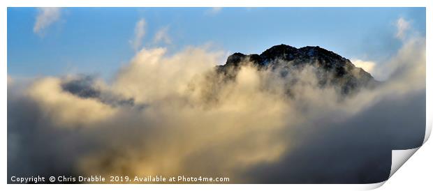 Tryfan in a Couldren of cloud                      Print by Chris Drabble