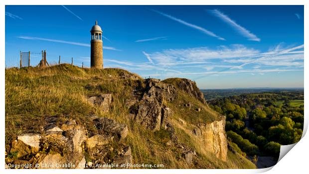 Crich Stand. Memorial of the Sherwood Foresters Print by Chris Drabble