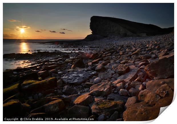 Nash Point at sunset                               Print by Chris Drabble