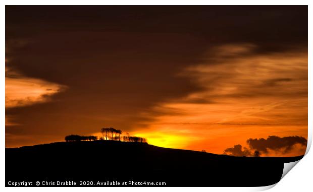 December sunrise at Minninglow (4) Print by Chris Drabble