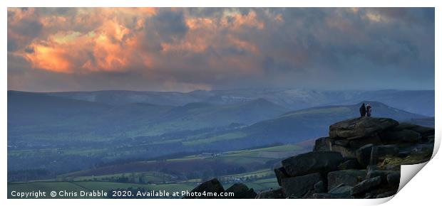 Winter sunset from Stanage Edge                    Print by Chris Drabble