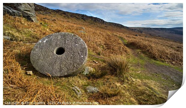 Abandoned Mill Stone, under Stanage Edge Print by Chris Drabble