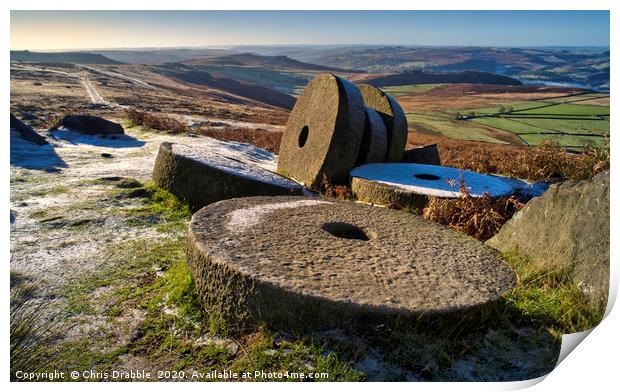 Abandoned Millstones at Stanage Edge Print by Chris Drabble