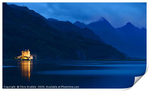 A Floodlit Eilean Donan Castle                     Print by Chris Drabble