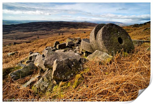 Abandoned Mill Stones, under Stanage Edge Print by Chris Drabble