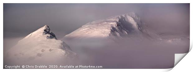Parkhouse hill emerging through the mist Print by Chris Drabble