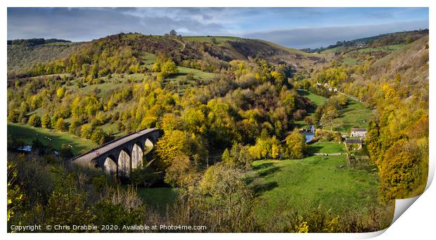 Monsal Dale Viaduct and Upper Dale Print by Chris Drabble