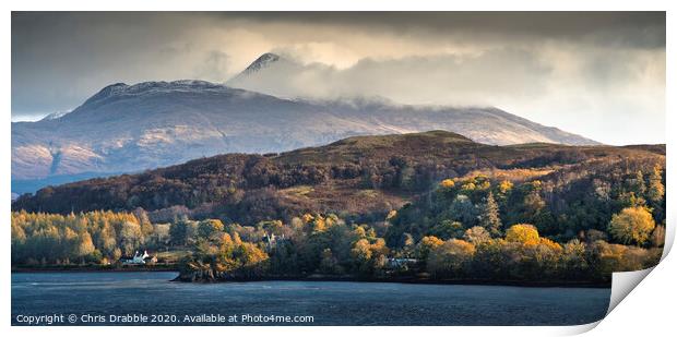 Ben Cruachan from Connel Bridge, Scotland Print by Chris Drabble