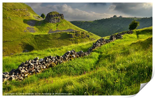 Evening light in Cressbrook Dale (3) Print by Chris Drabble