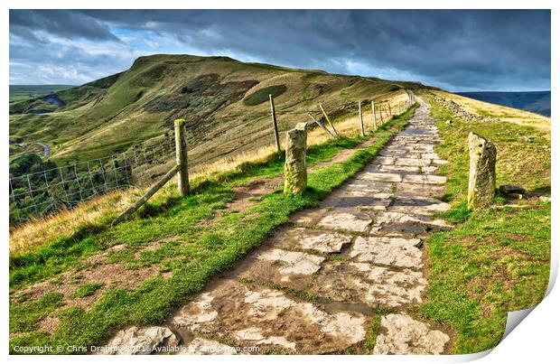 Mam Tor from the Peakland Ridge Print by Chris Drabble