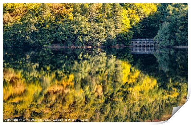 Derwent Reservior reflections Print by Chris Drabble