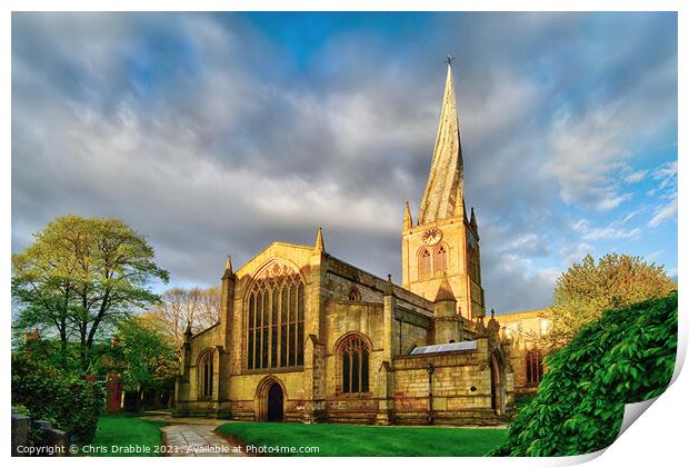 Church of St Mary, Chesterfield Print by Chris Drabble