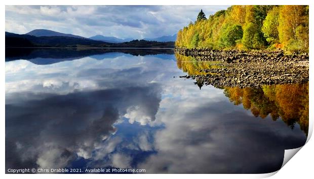 Reflections on Loch Garry Print by Chris Drabble
