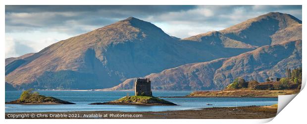 Castle Stalker from the Port Appin road (2) Print by Chris Drabble
