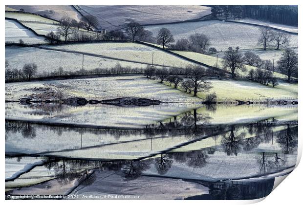Under Derwent Edge in early light and frost Print by Chris Drabble