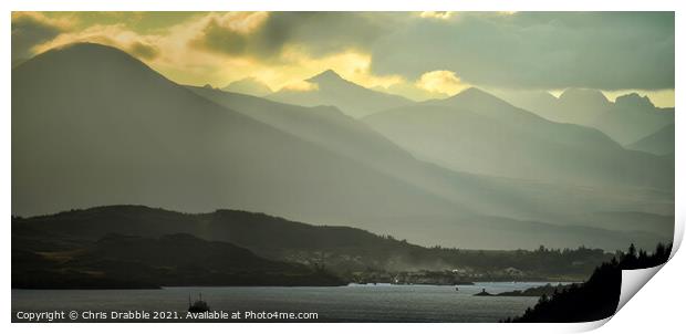Last light in the Cuillin Print by Chris Drabble