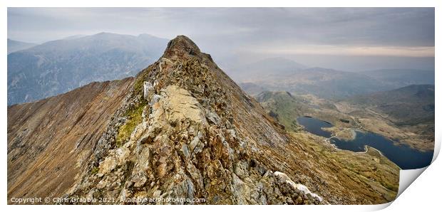 Crib Goch, early morning in May (4) Print by Chris Drabble