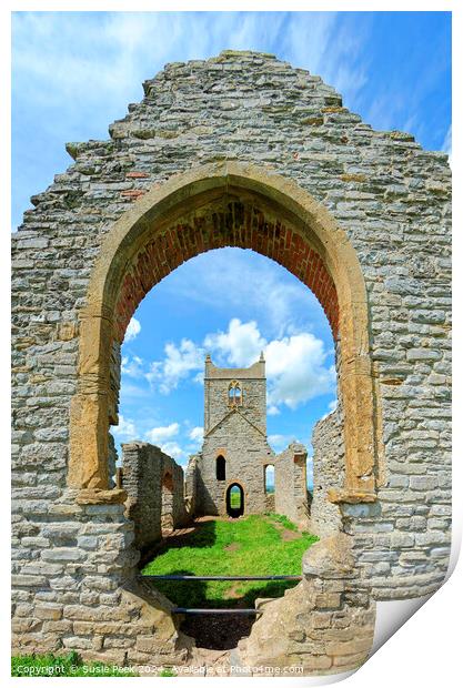 Ruins of St Michaels Church Burrow Mump Somerset Print by Susie Peek