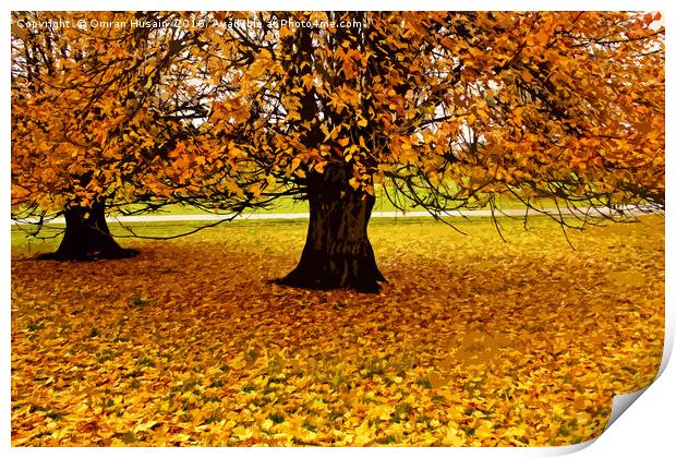 The Tree In Autumn Print by Omran Husain