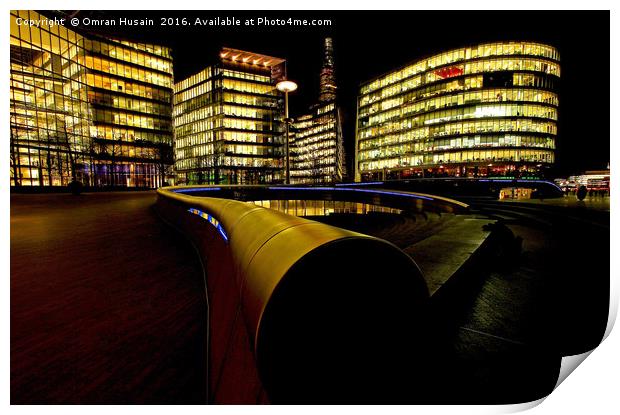 More London Riverside at Night Print by Omran Husain