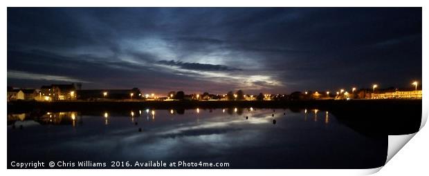 Burry Port Harbour By Night Print by Chris Williams