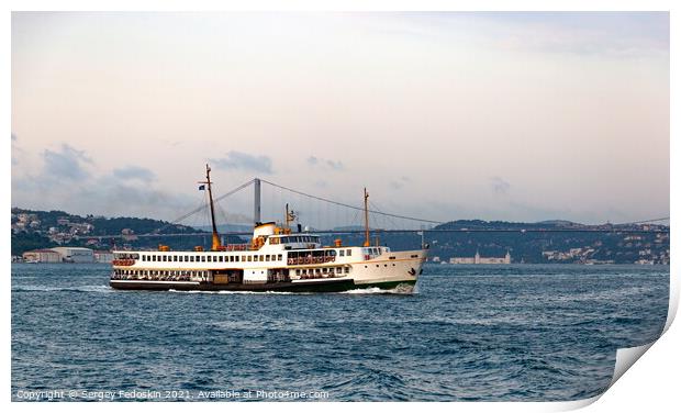 Cruise ship on a Bosphorus Print by Sergey Fedoskin