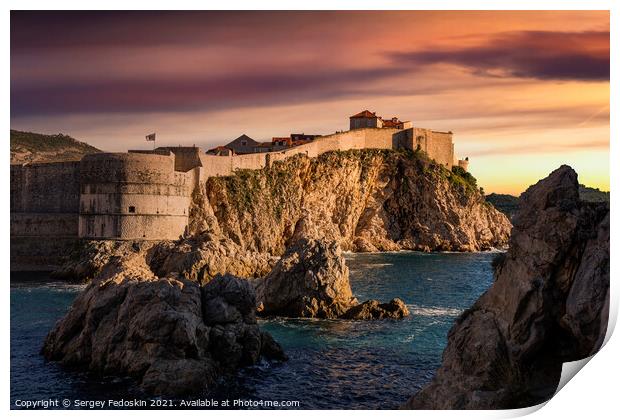 View of Fort Bokar, Dubrovnik, Croatia Print by Sergey Fedoskin