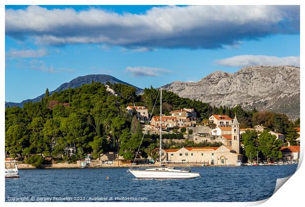 Blue sky over Cavtat. Well known tourist destination near Dubrovnik. Print by Sergey Fedoskin