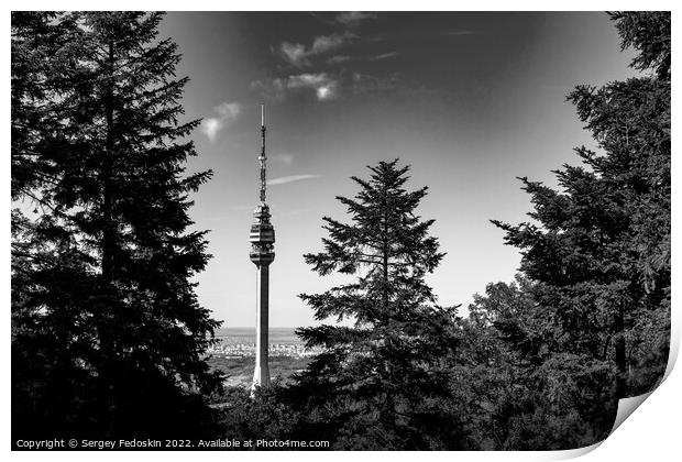 Avala communication tower, symbol of Belgrade, Serbia. Print by Sergey Fedoskin