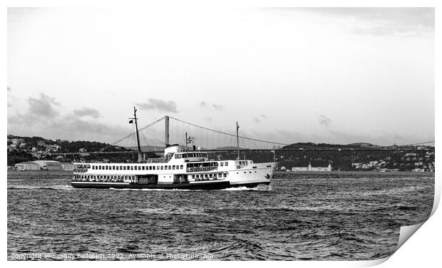 The ferry goes through the Bosphorus Strait. Istanbul, Turkey. Print by Sergey Fedoskin
