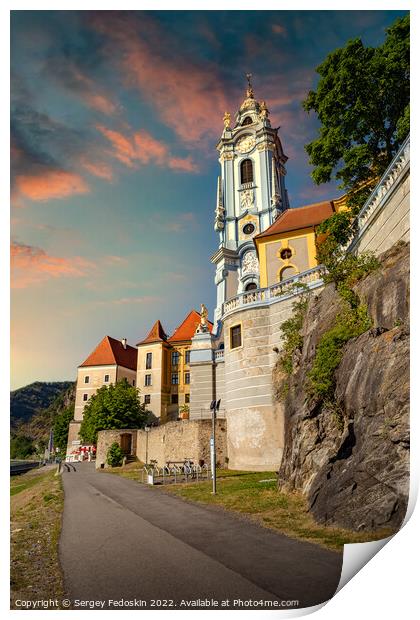 Abbey Durnstein in Wachau valley. Durnstein, Lower Austria. Print by Sergey Fedoskin
