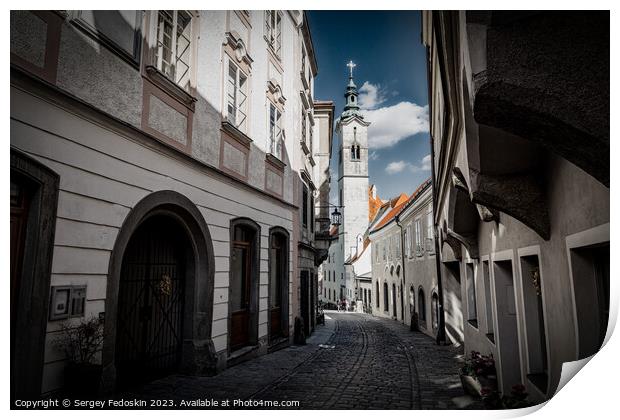 Street in old town of Steyr. Austria. Print by Sergey Fedoskin