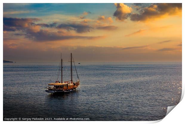 Yacht in Sea of Marmara Print by Sergey Fedoskin