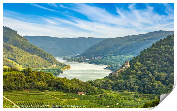 Wachau valley with Danube river. Austria. Print by Sergey Fedoskin