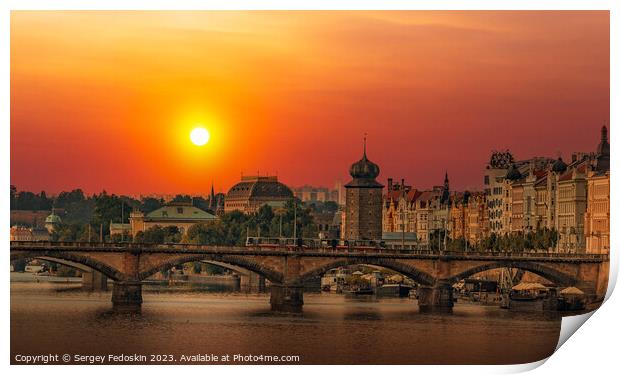 Sunset over Prague. Czechia Print by Sergey Fedoskin