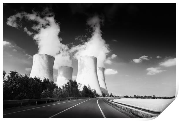 Nuclear power plant Temelin. Print by Sergey Fedoskin