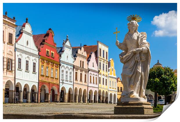 Main square of Telc city, a UNESCO World Heritage  Print by Sergey Fedoskin