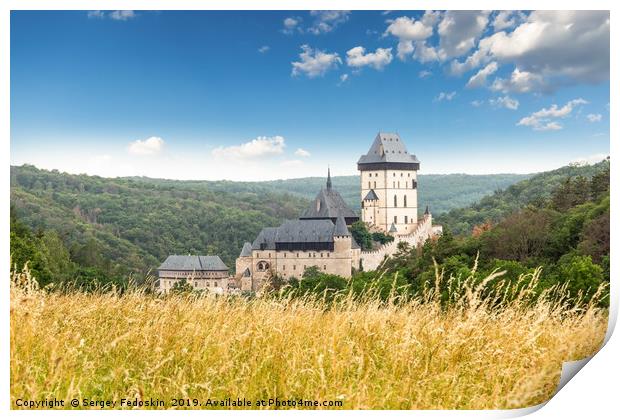 Karlstejn Castle. Summer day. Czech Republic. Print by Sergey Fedoskin