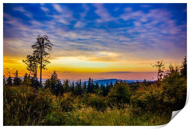 Sunset over Sumava Mountains. Print by Sergey Fedoskin