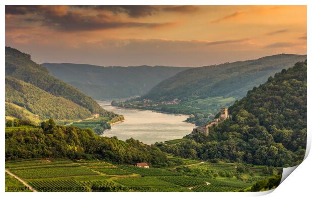 Danube river in Wachau valley. Print by Sergey Fedoskin