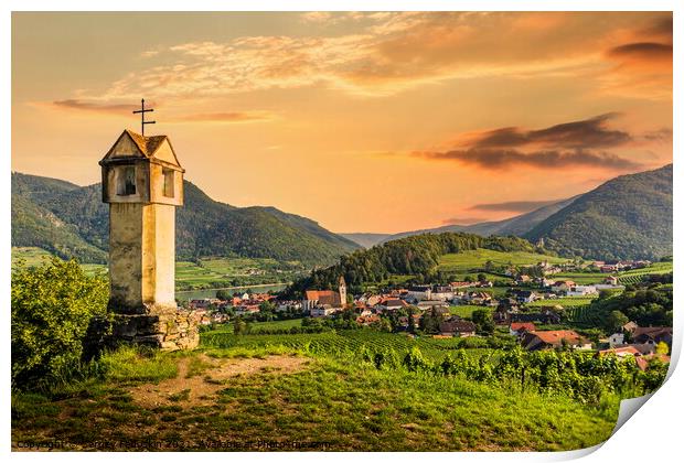 Wachau valley on the bank of Danube river. Print by Sergey Fedoskin