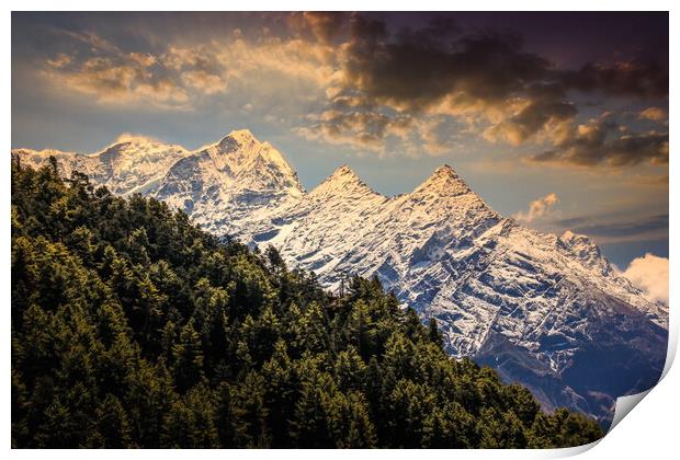 Evening view Himalaya mountains with beautiful sky. Print by Sergey Fedoskin
