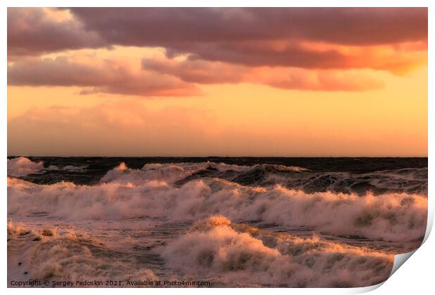 Cloudy sunset at the stormy sea. Print by Sergey Fedoskin