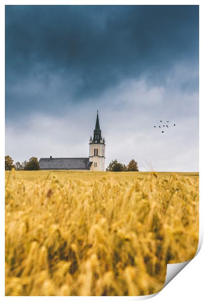 Ås church Print by Hamperium Photography
